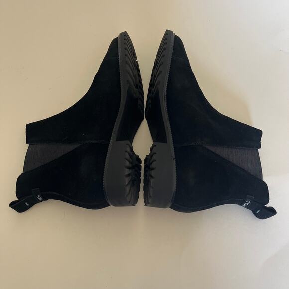 TOMS 'Cleo' US 8.5 Chelsea Black Suede Boot Slip On Ankle Bootie - Picture 7 of 10